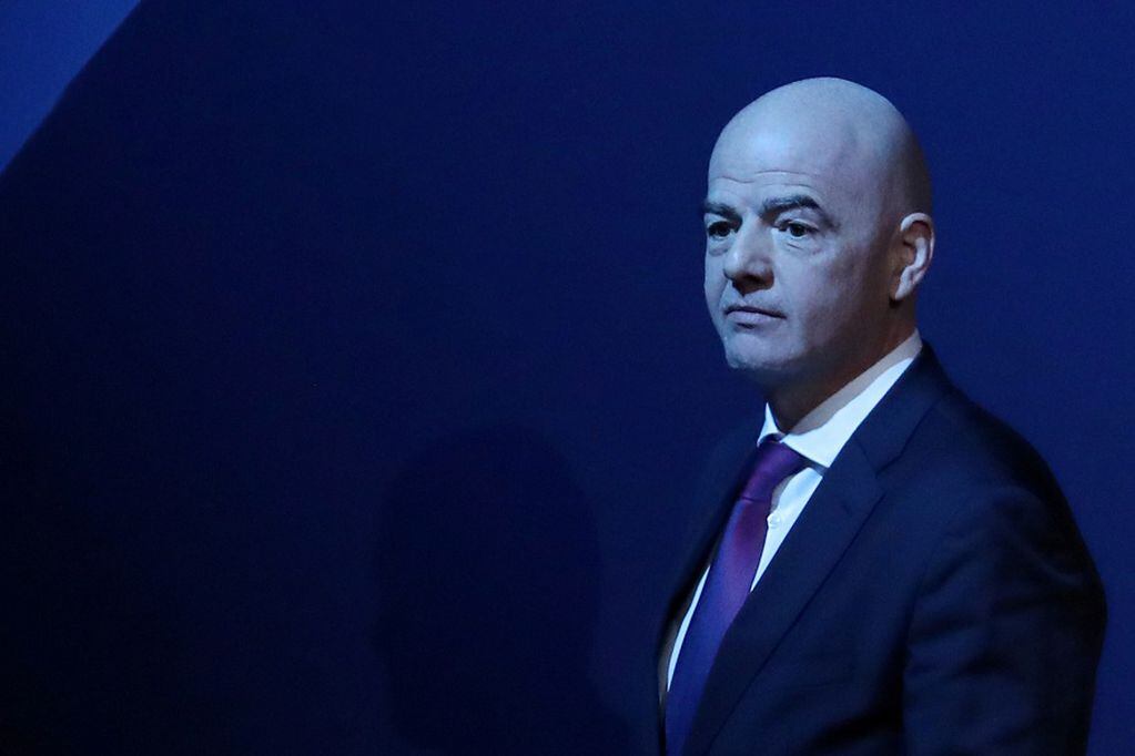FILE PHOTO: Soccer Football - UEFA Congress - Beurs van Berlage Conference Centre, Amsterdam, Netherlands - March 3, 2020   FIFA President Gianni Infantino after his speech during the UEFA Congress   REUTERS/Yves Herman/File Photo