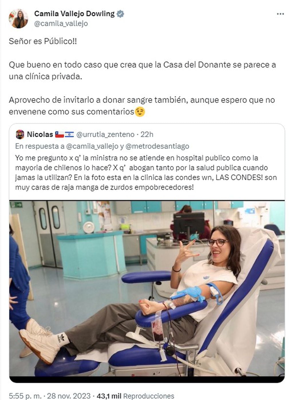 La comentada respuesta de Camila Vallejo en Twitter.