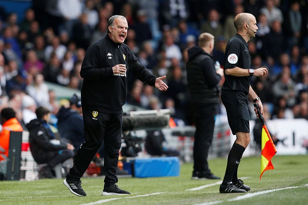 Soccer Football - Championship - Leeds United v Aston Villa - Elland Road, Leeds, Britain - April 28, 2019  Leeds United manager Marcelo Bielsa    Action Images/Ed Sykes  EDITORIAL USE ONLY. No use with unauthorized audio, video, data, fixture lists, club/league logos or "live" services. Online in-match use limited to 75 images, no video emulation. No use in betting, games or single club/league/player publications.  Please contact your account representative for further details.