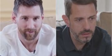 Lionel Messi y periodista