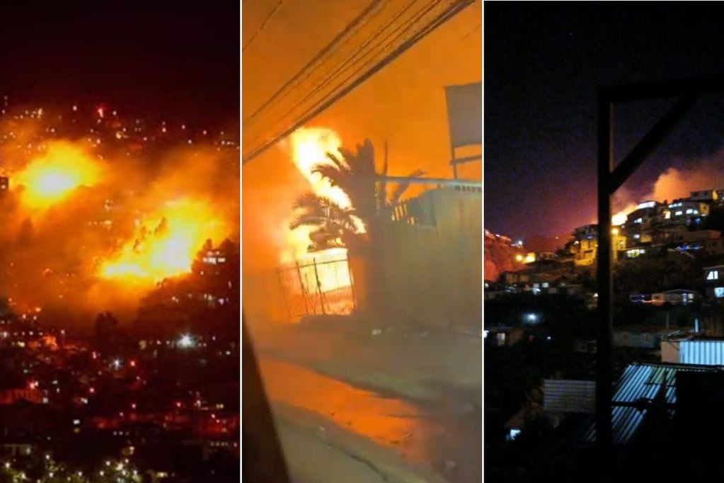 El incendio ya ha alcanzado a viviendas en el Cerro Cordillera de Valparaíso.