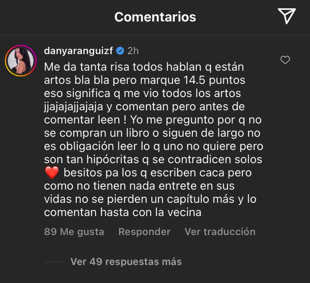 El furioso mensaje de Daniela Aránguiz a los que la critican.