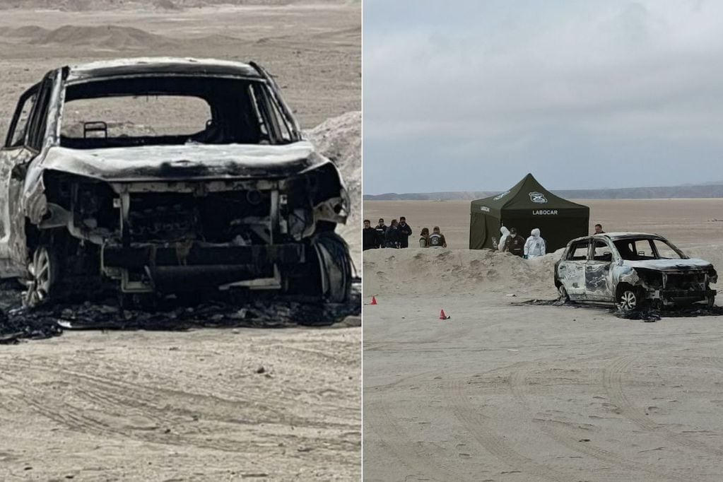 Los cuerpos calcinados estaban a metros de un auto incendiado, en las afueras de Antofagasta.