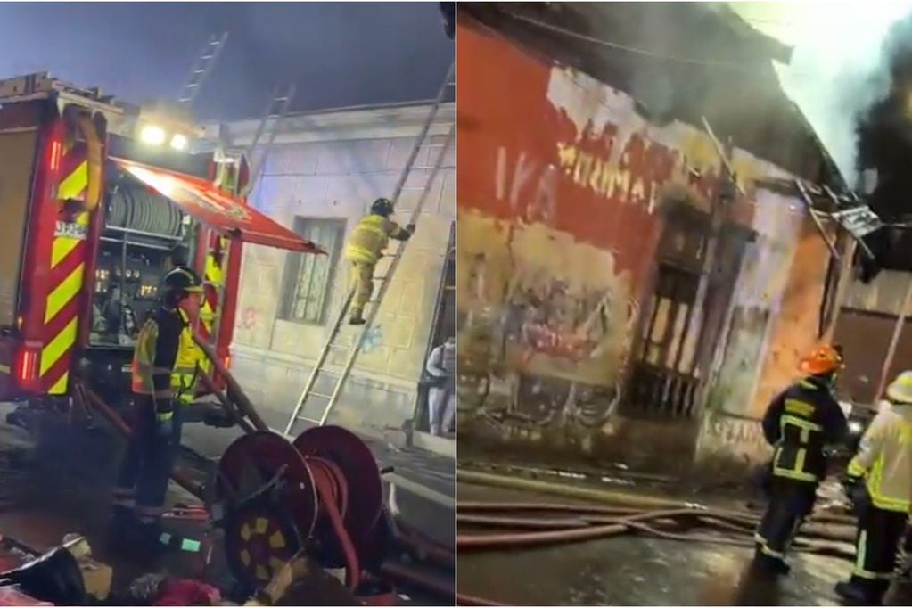 Incendió afectó local de comida en Recoleta (Foto: Twitter @cbsantiago)