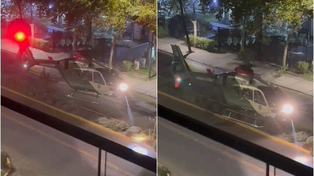Helicóptero de Carabineros aterrizó en plena calle en Providencia