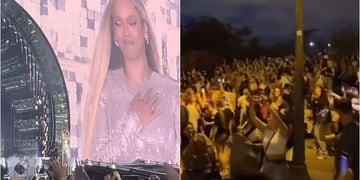 Una multitud de fanáticos de Beyoncé que se quedaron sin entradas gozaron el concierto afuera del estadio