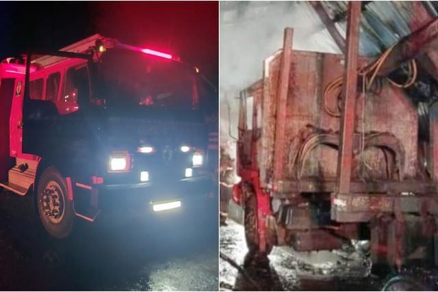 Nuevo atentado incendiario en Pidima: cuatro camiones y un galpón quedan destruidos