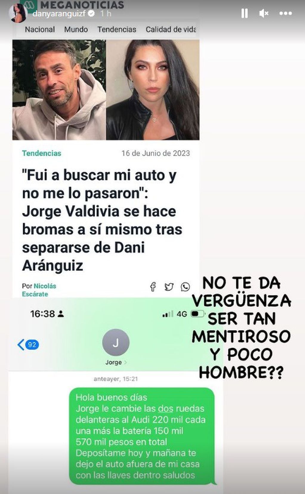Daniela Aránguiz responde a Valdivia