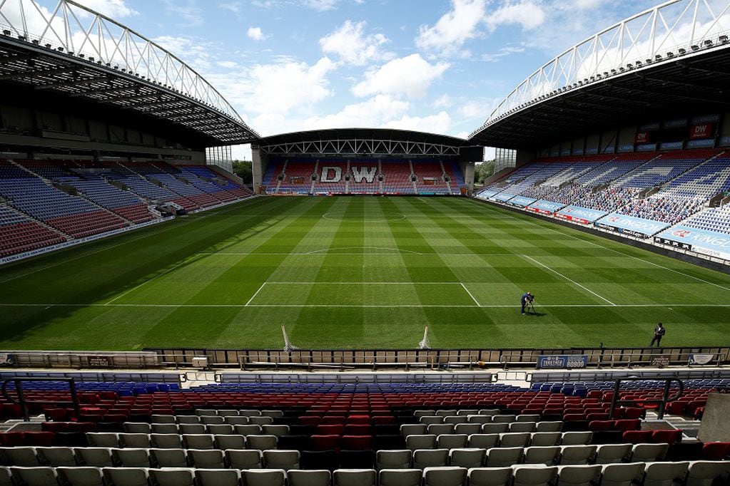 A general view inside Wigan Athletic's DW Stadium as the club enters into administration following the outbreak of the coronavirus disease (COVID-19), in Wigan, Britain, July 1, 2020. REUTERS/Jason Cairnduff