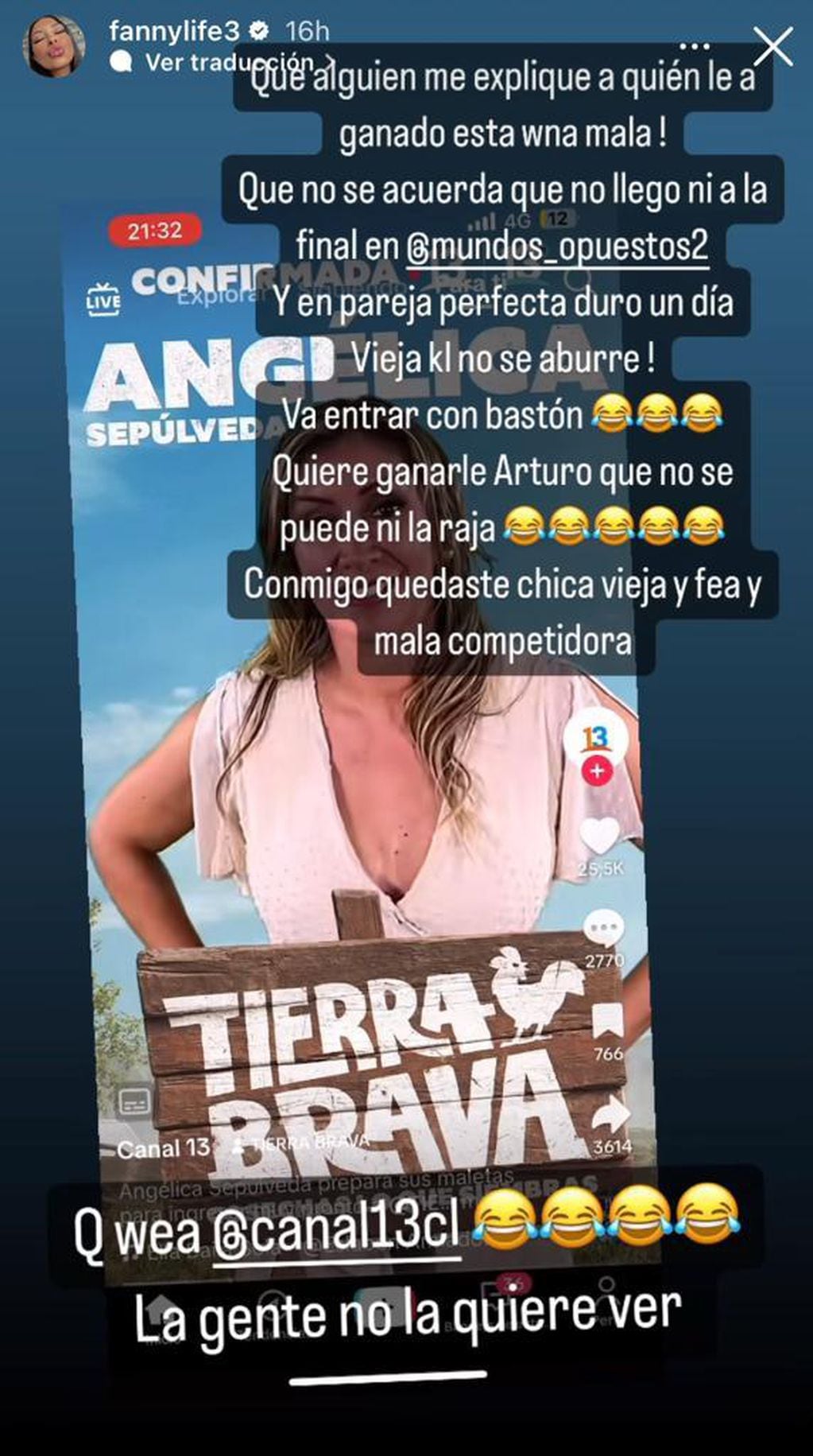 Fanny Cuevas se fue en picada contra Angélica Sepúlveda y su ingreso a “Tierra Brava”: “Va a entrar con bastón”
