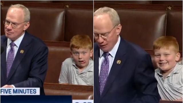 El congresista John W. Rose es troleado por su hijo: niño se hace viral por muecas en discurso de su papá