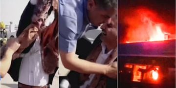 desgarrador llanto de hombre que encontró vestido de su mamá en escombros de incendio en boda en Irak