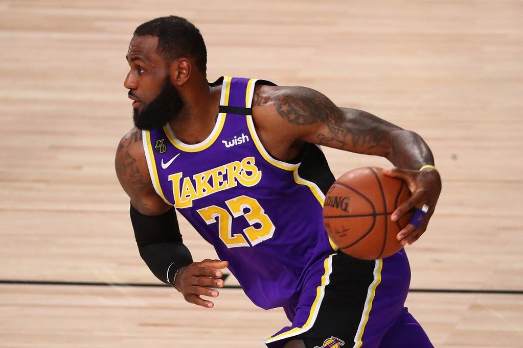 Sep 26, 2020; Lake Buena Vista, Florida, USA; Los Angeles Lakers forward LeBron James (23) during the first half in game five of the Western Conference Finals of the 2020 NBA Playoffs against the Denver Nuggets at AdventHealth Arena. Mandatory Credit: Kim Klement-USA TODAY Sports