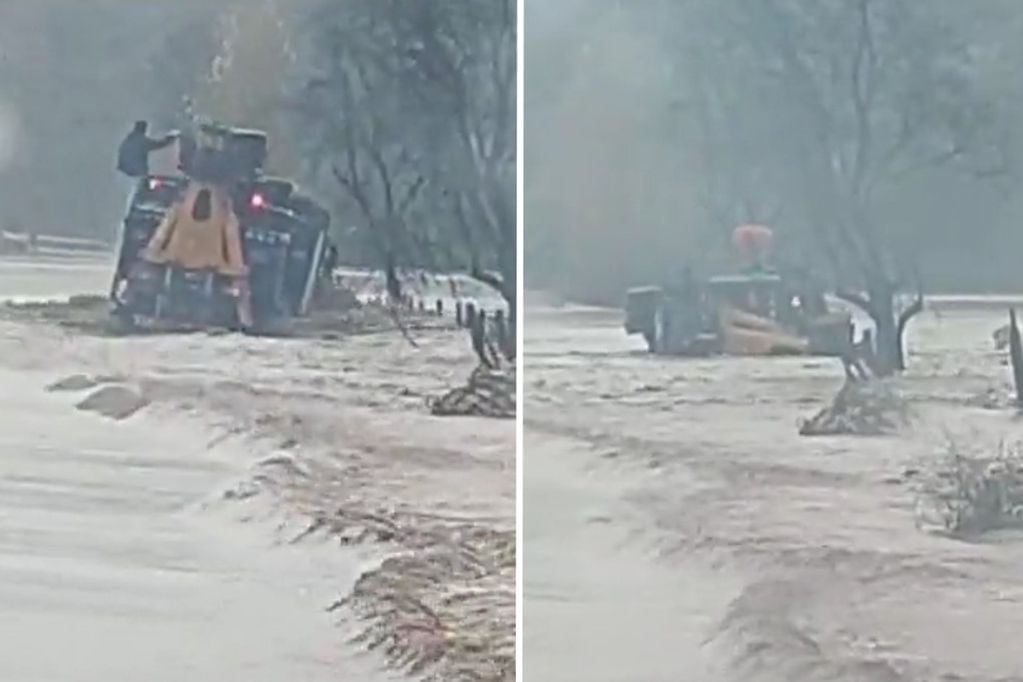 El video muestra el momento exacto de la caída al agua del camión.