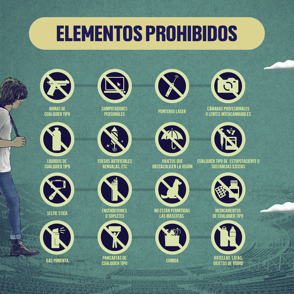 Elementos prohibidos para los conciertos de Los Bunkers. Foto: Instagram.