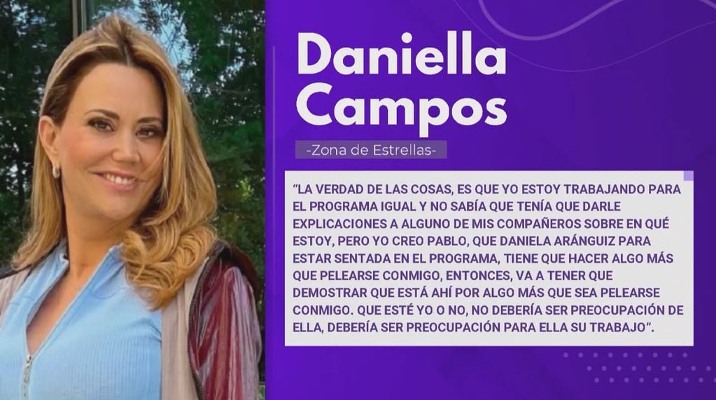 El recado de Daniella Campos a Daniela Aránguiz, en "Zona de Estrellas".