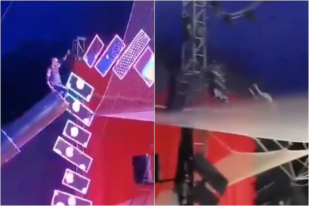 Cayó fuera de la malla de seguridad: video captó grave accidente que sufrió “hombre bala” en un circo en Antofagasta