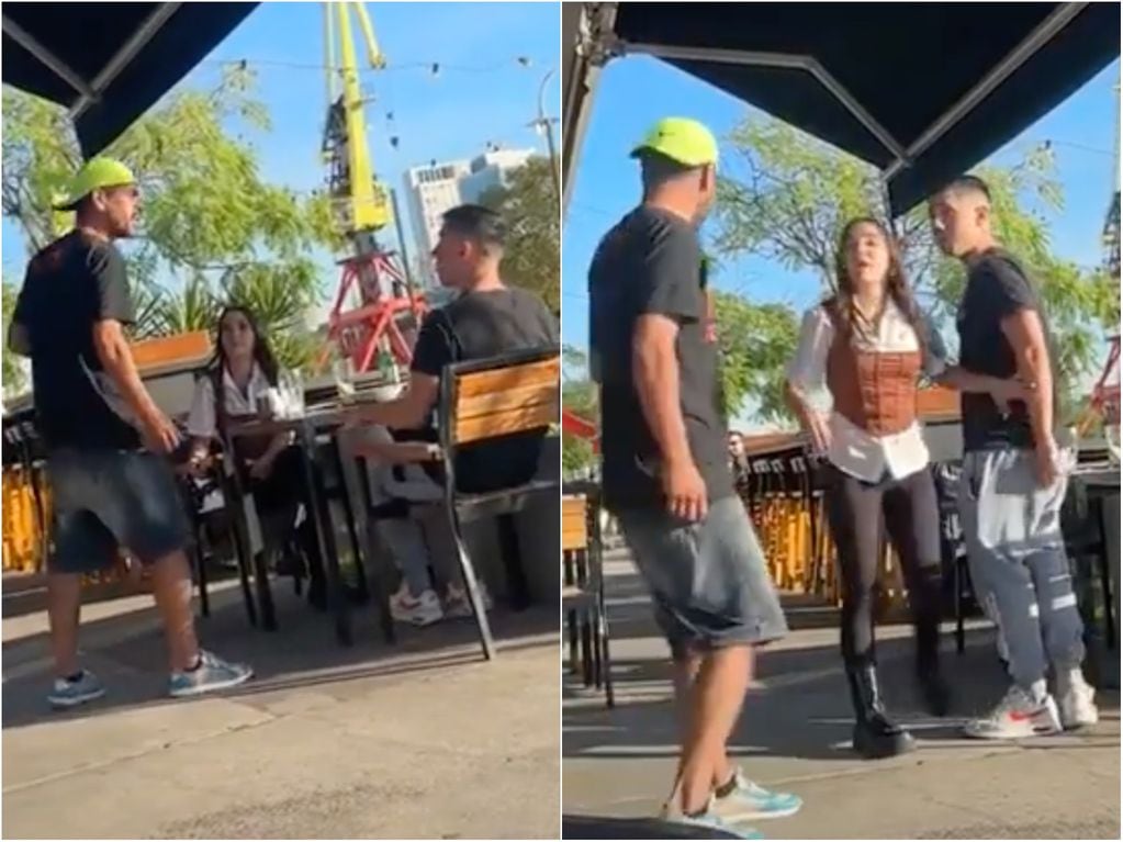 La violenta discusión entre un vendedor ambulante y el cliente de un bar en Puerto Madero: video se hizo viral en las redes. Foto: capturas.