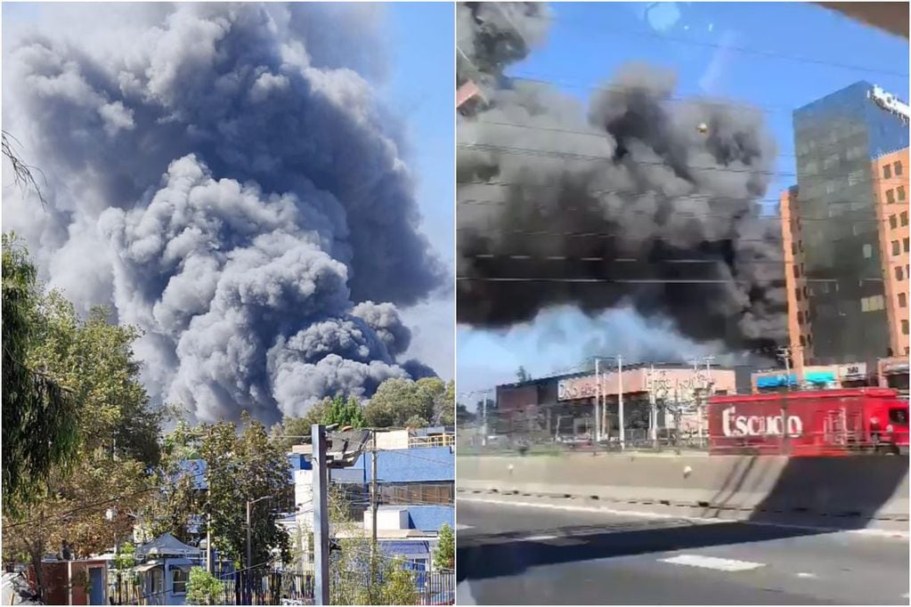 Reportan incendio en industria de Conchalí: provocó densa columna de humo