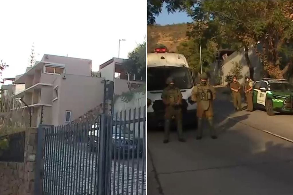 Carabineros realizó operativo en Las Condes por disparos en una casa. (Imágenes de Chilevisión Noticias)