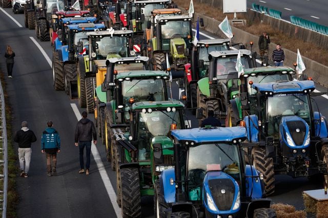 Farmers protest over price pressures, taxes, and green regulation in Chennevieres-les-Louvres