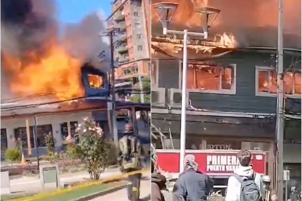 Incendio de gran magnitud afecta a locales comerciales de Puerto Varas: reportan al menos 4 desaparecidos