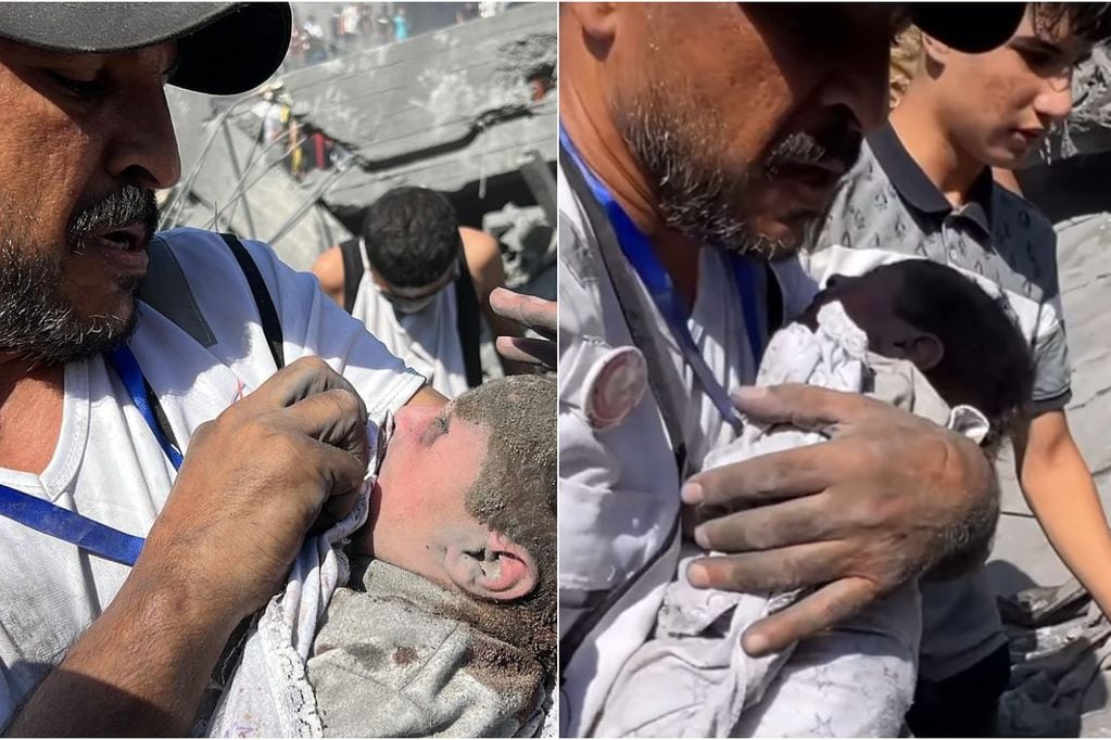 El milagroso rescate de bebé de cinco meses de entre los escombros en Gaza