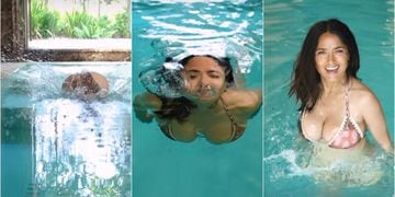 El glorioso piscinazo de Salma Hayek que tiene a todos tiritones