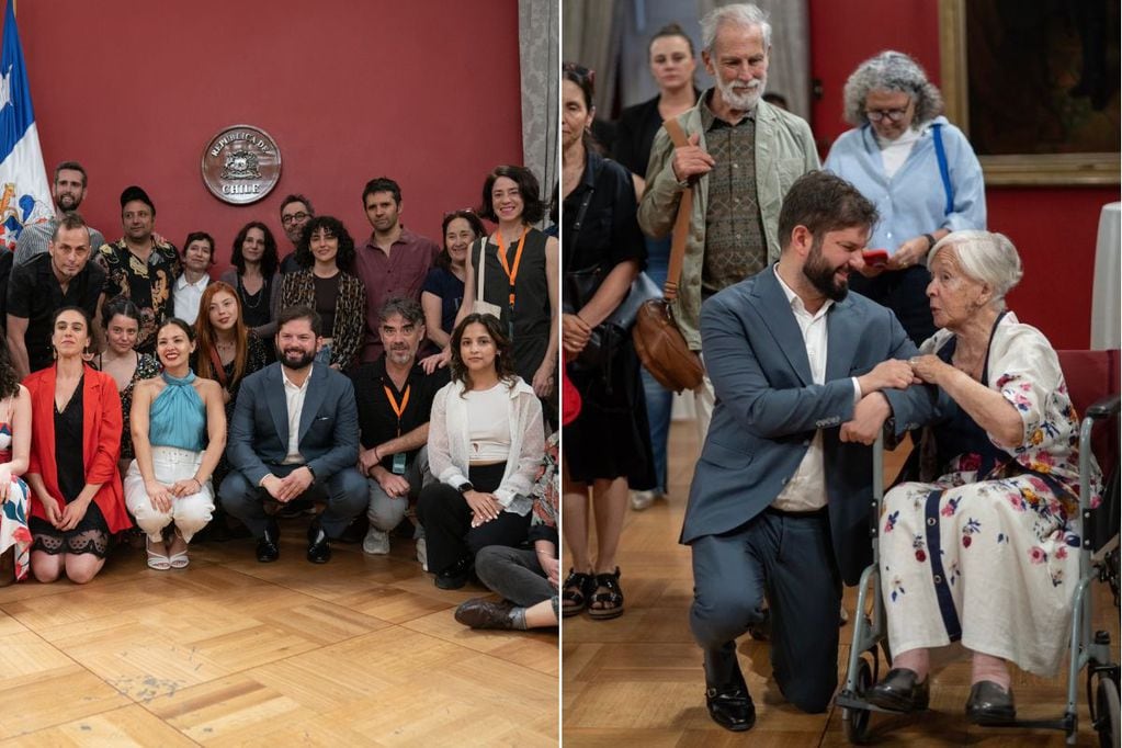 Boric recibió a conocidos actores y actrices en La Moneda. (Fotos: Presidencia)