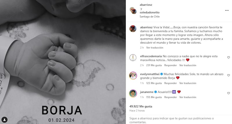 Soñamos y luchamos mucho por llegar a este momento”: Soledad Onetto y su pareja le dieron la bienvenida a su hijo con tierna postal - La Cuarta