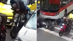 De película: Video muestra espectacular captura de motochorros en plena calle de Providencia