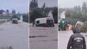 Quedó grabado: Violento desborde de río atrapó a un furgón de Carabineros en Quillota