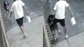 Brutal agresión: graban a un hombre pateando a una niña de seis años