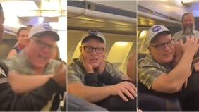 Emotivo video de hombre con Alzheimer que se desorientó en pleno vuelo y pasajeros cantan para tranquilizarlo