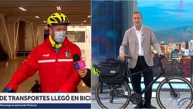 “Me gustaría…”: ministro de Transportes llegó en bicicleta a entrevista en la tele