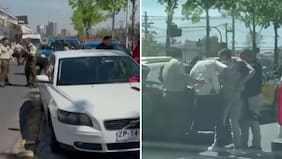 Delincuente llevaba una guagua en el auto y no le importó nada: robó, corrió contra el tránsito, atacó a carabinera y chocó