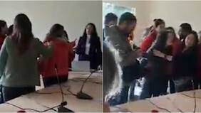 Feroz pelea interrumpió concejo municipal en Lo Espejo por denuncia de presunta agresión de concejal a funcionaria