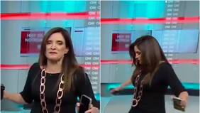 “Ay Mati cuid...”: Matilde Burgos sufrió particular caída al aire en CNN Chile