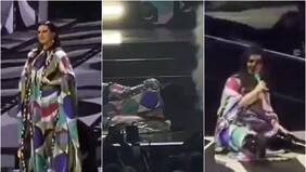 Laura Pausini sufrió estrepitosa caída durante su concierto en Milán: video se volvió viral