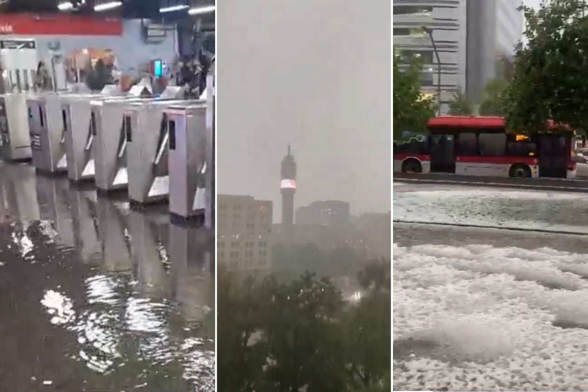 Intensa granizada, Metro con inundaciones y cortes de luz: Alerta Roja por feroz tormenta en la Región Metropolitana
