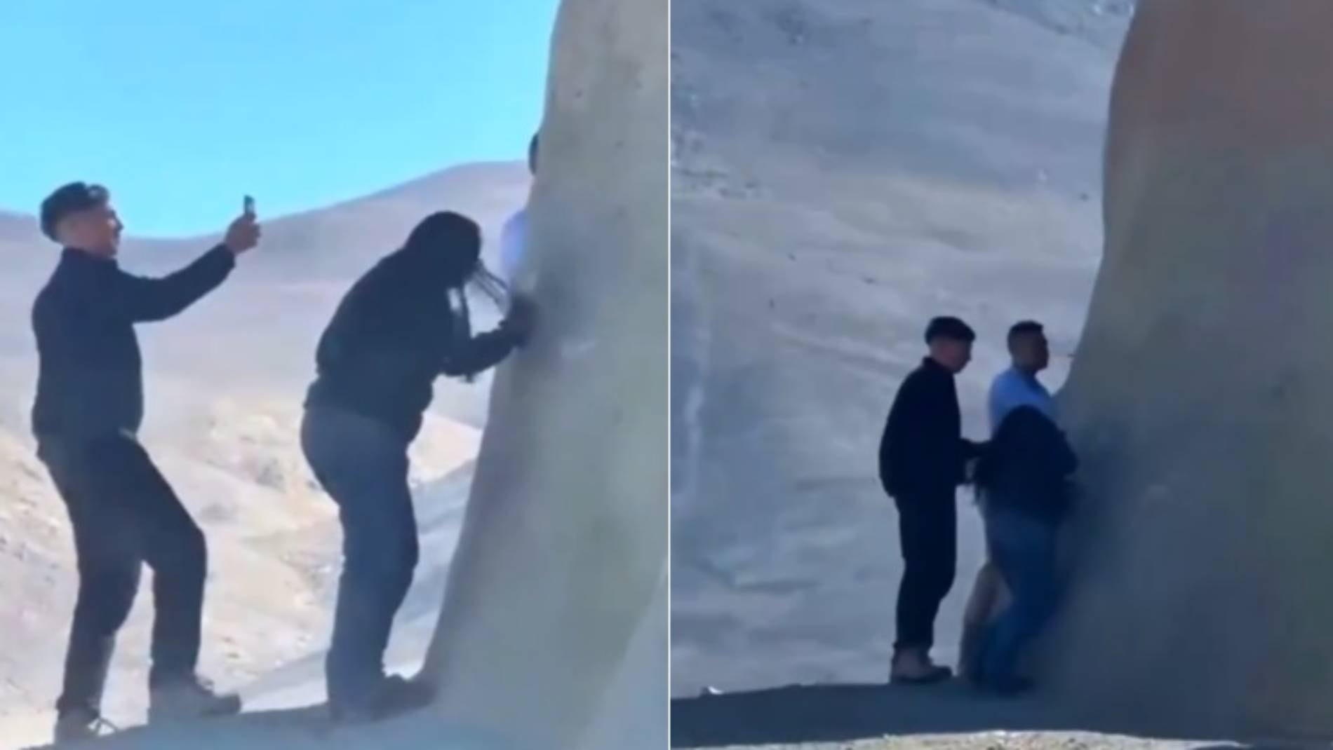 Los grabaron rayando la Mano del Desierto y ahora se les viene pesada: podrían perder la pega y ser expulsados de Chile