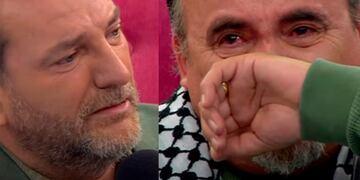 Daniel Fuenzalida y "El Flaco" Paul Vásquez emocionados hasta las lágrimas, en pantallazos de TVN.