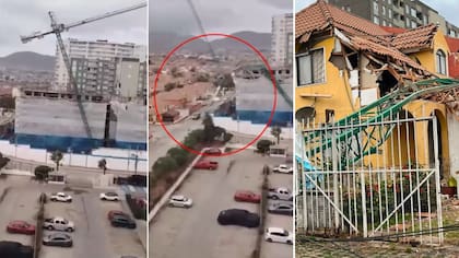 Momento de terror quedó grabado: enorme grúa pluma se desplomó y destruyó varias casas en Coquimbo