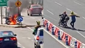 La historia que explica la reacción del conductor de delivery que quemó su moto