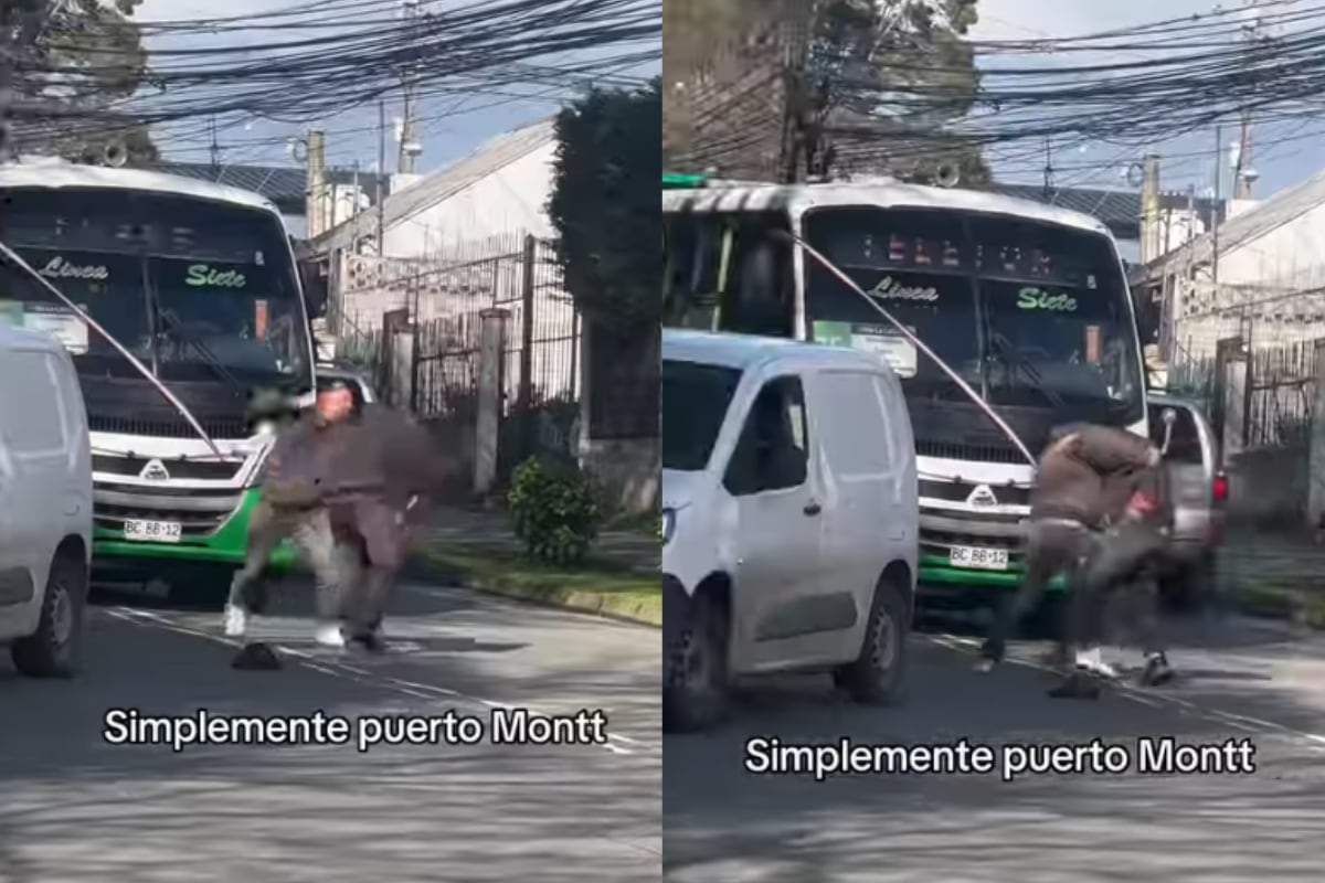 Jueee ningún juicio: graban pelea a de micrero y otro conductor en Puerto Montt