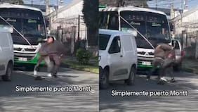 Jueee ningún juicio: graban pelea a de micrero y otro conductor en Puerto Montt