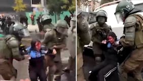 Fuerte imagen está dando la vuelta al mundo: reportan una estudiante gravemente herida tras marcha en Santiago
