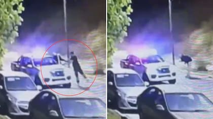 Le rompió el rostro de un portazo: cámara captó brutal agresión a guardia municipal en plena vía pública