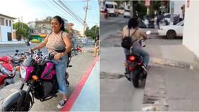 “Ya la rompió”: mujer se compró una moto nueva y la chocó al salir de la tienda