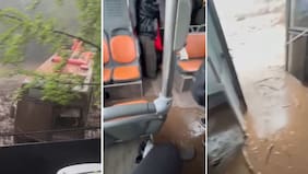 Imágenes fuertes: Video muestra pánico total al interior de bus RED arrastrado por aluvión en Las Condes